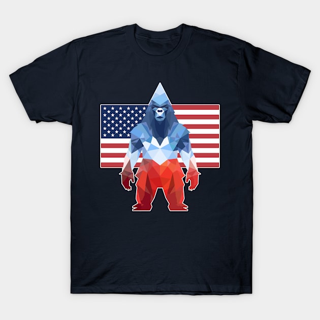 Geometric Bigfoot 4th of July Design T-Shirt by DanielLiamGill